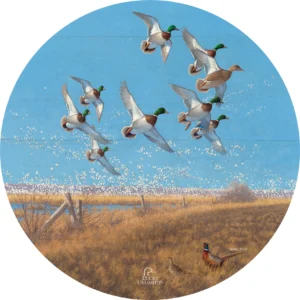 Courtship Flight Mallard 21" Round Wood Sign - Official Ducks Unlimited Art