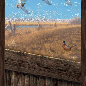 Courtship Flight Mallard "When the Field Comes Alive." 12" x 30" Wood Sign - Official Ducks Unlimited Art