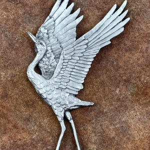 Dancing Sandhill Crane Pewter Ornament by Andy Schumann