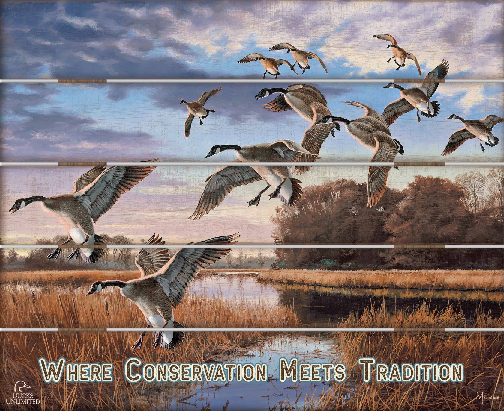 Daybreak Descent Canada Geese Pallet Wall Art - Ducks Unlimited Art