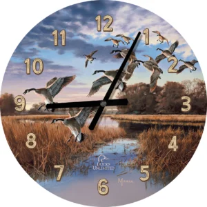Daybreak Descent Canada Geese Wall Clock - Ducks Unlimited Art