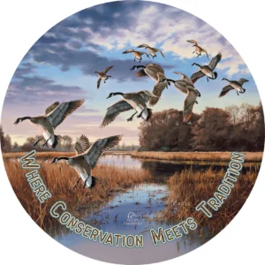 Daybreak Descent Canada Geese 21" Round Wood Sign – Official Ducks Unlimited Art