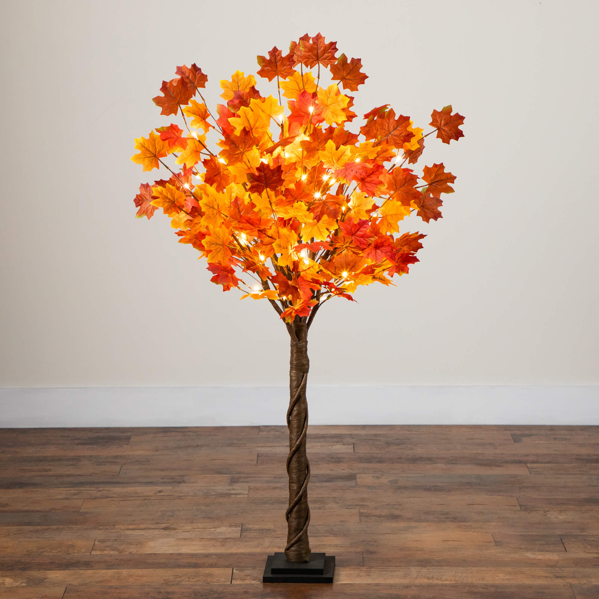 4' Pre-Lit Deluxe Autumn Maple Artificial Fall Tree with 68 Warm White LED Lights