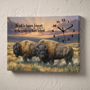 Dusty Plains - Bison - Canvas Clock