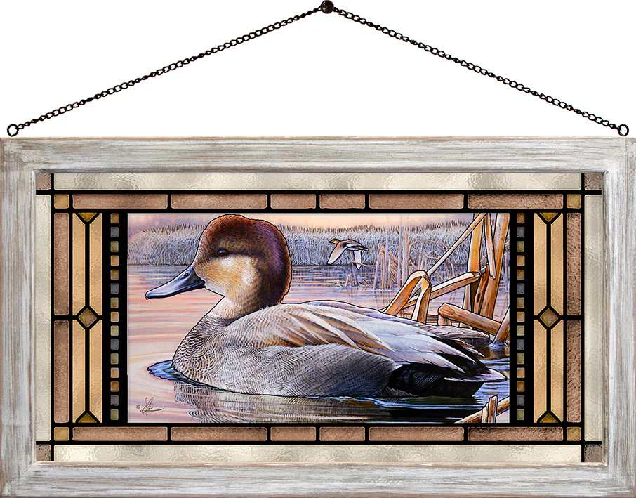 East of Eden - Grey Duck - 13″ x 23″ Stained Glass Art