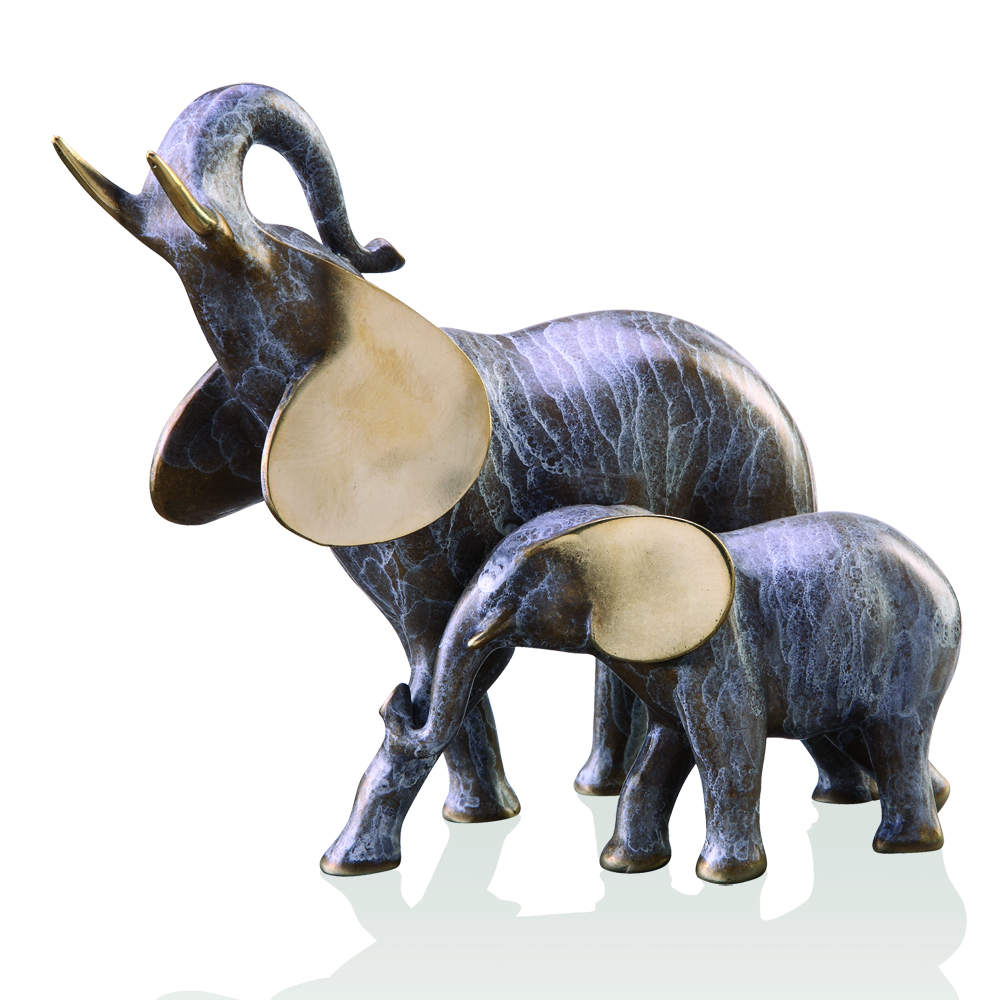 Elephant Mama and Baby Sculpture