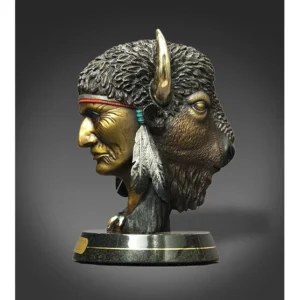 Faces of Power - Native American - Bronze Sculpture by Barry Stein Sculptures