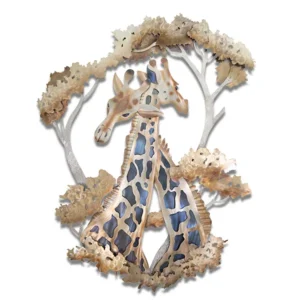 Giraffe Pair Copper Metal Wall Art