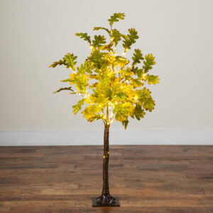 4' Pre-Lit Green Autumn Oak Artificial Fall Tree with 150 Warm White LED Lights