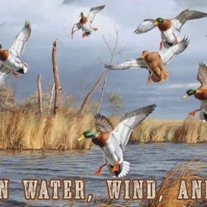 Greenhead Alert Mallards "Built on Water, Wind, and Wings" 12" x 30" Wood Sign - Official Ducks Unlimited Art