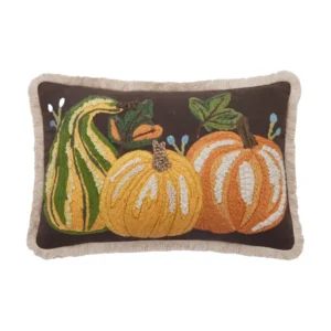 Harvest Brown Pumpkin Trio Pillow 12×18