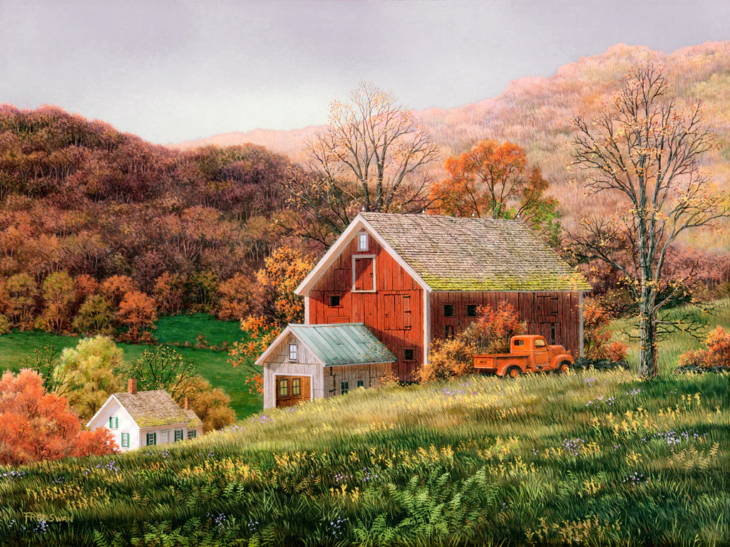 Hillside Farm - Unstretched Canvas