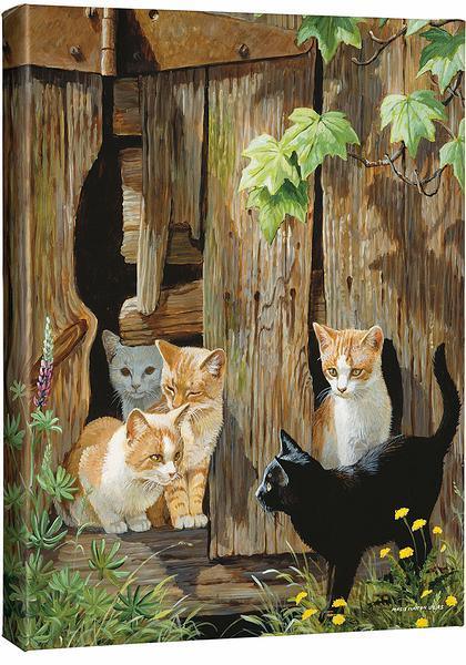 Hole in the Wall Gang - Kittens - 20.5" x 16" Gallery Wrapped Canvas