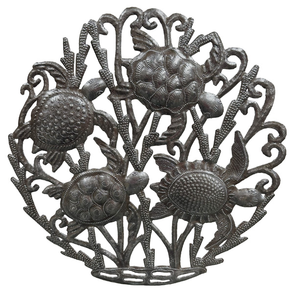 Juvenile Bale - Sea Turtles - Recycled Steel Drum Wall Art 14.5"