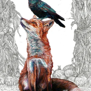 Kindred Spirits - Fox and Crow - Unstretched Canvas