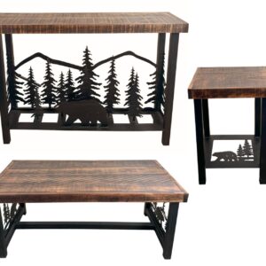 Kodiak Rough Stain Tree Furniture Set – Coffee Table, Sofa Table & 2 End Tables