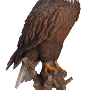 Large Bald Eagle on Stump Statue - Sculpture
