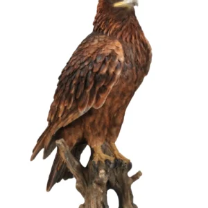 Large Golden Eagle on Stump Statue - Sculpture