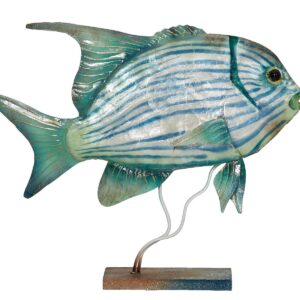 Large Jackfish on Stand - Metal and Capiz Art