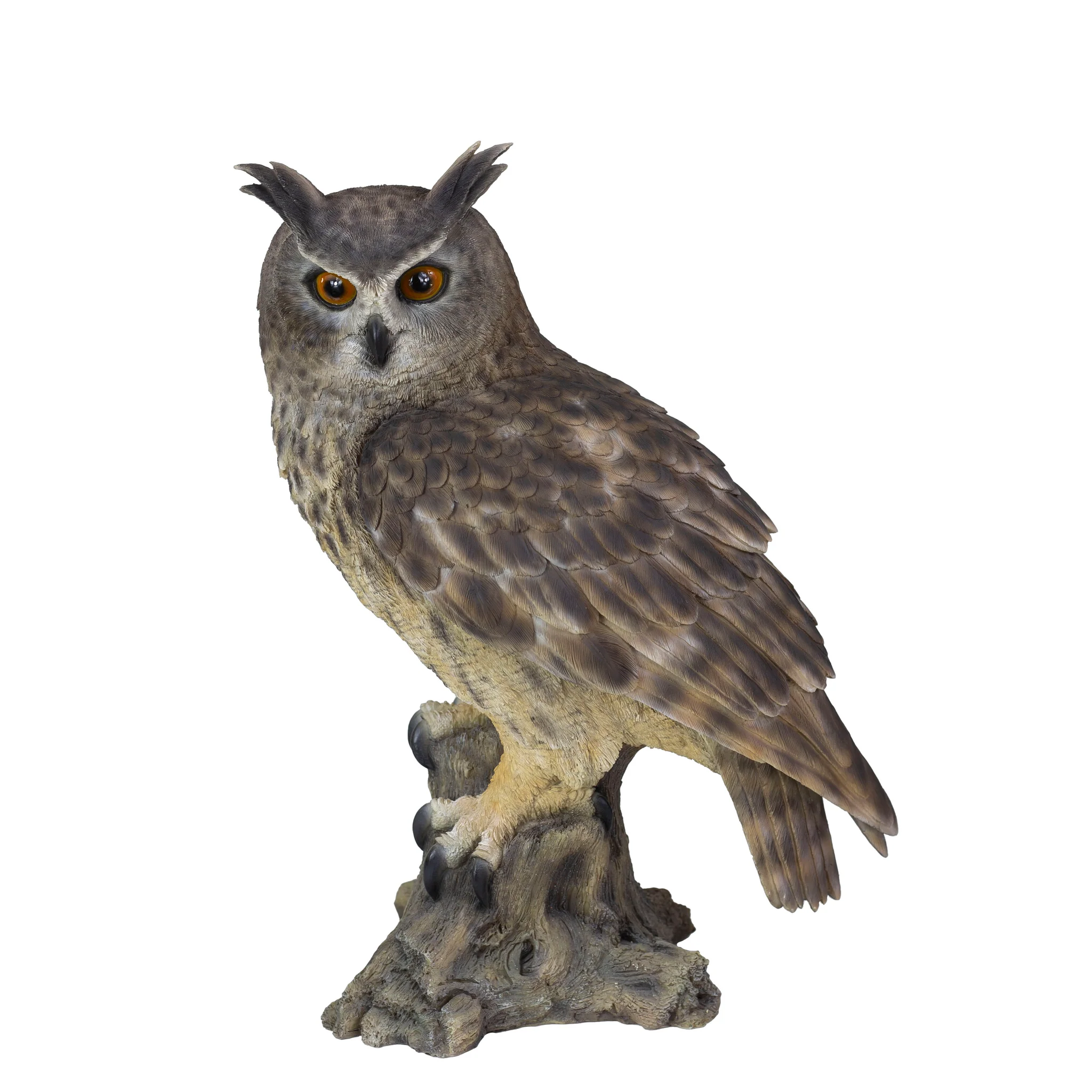 Long Eared Owl on Stump - Sculpture