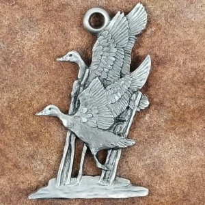 Mallard Pair Duck Pewter Ornament by Andy Schumann