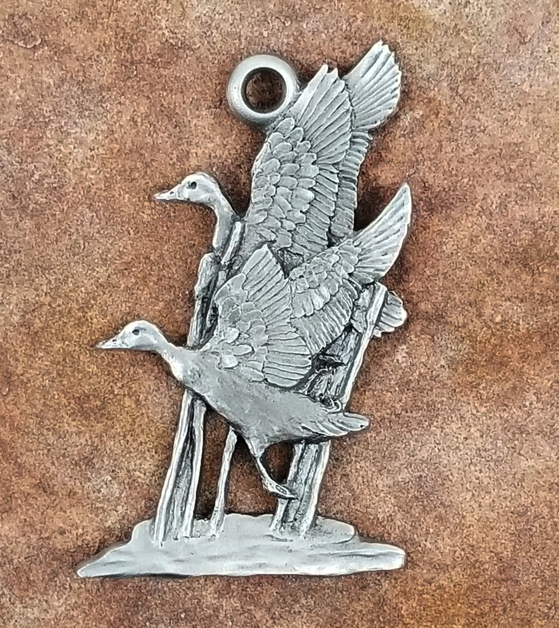 Mallard Pair Duck Pewter Ornament by Andy Schumann