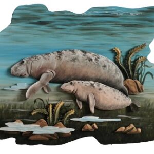 Manatee Haven Intarsia Wood Wall Art - 28" x 24"