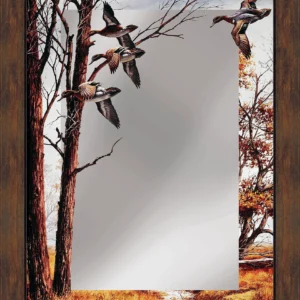 Misty Morning Green-Winged Teal 16" x 24" Mirror Framed Barnwood Wall Art – Ducks Unlimited