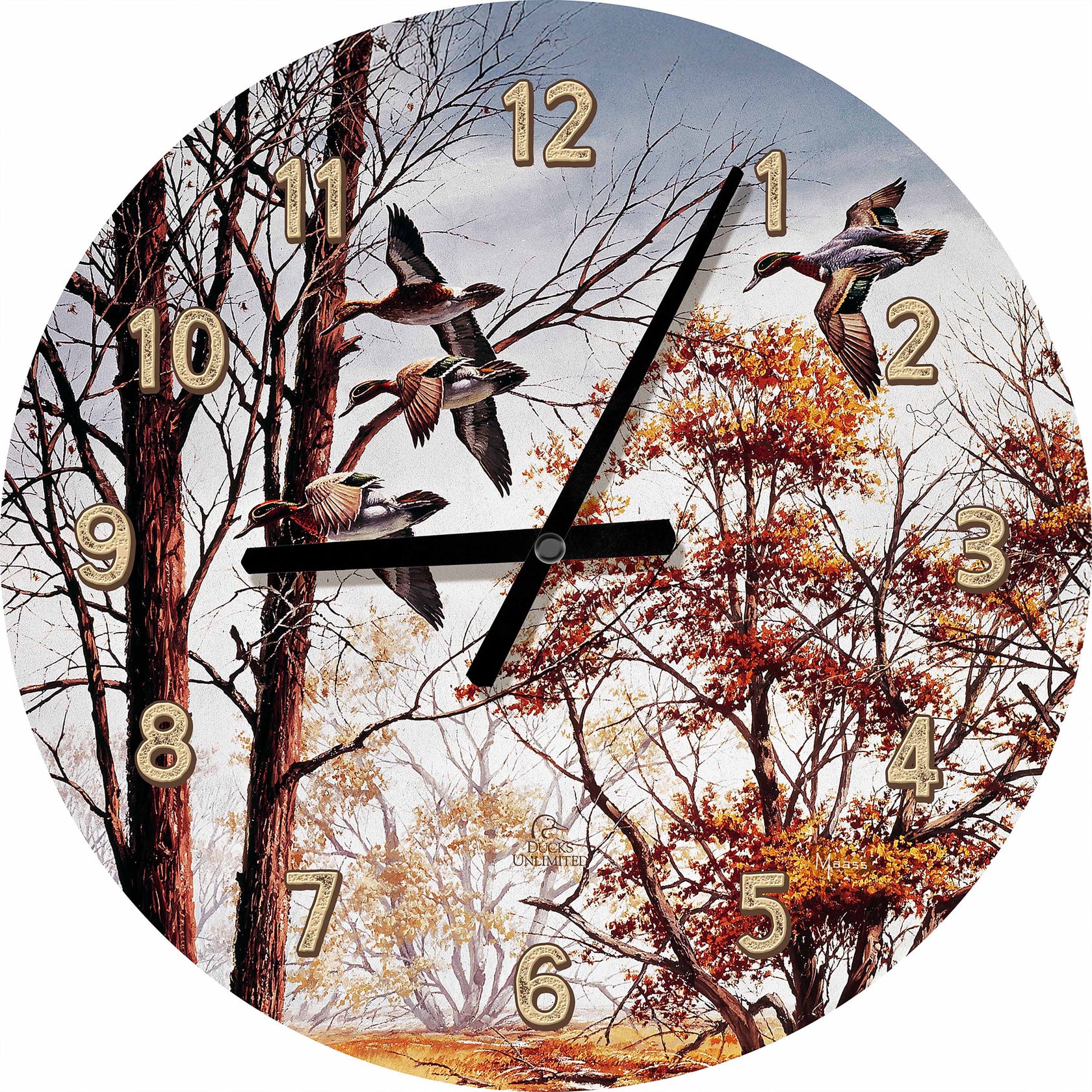 Misty Morning Green-Winged Teal 21" Round Wall Clock – Official Ducks Unlimited Art