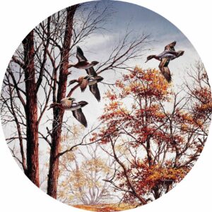 Misty Morning Green-Winged Teal 21" Round Wood Wall Sign – Ducks Unlimited Art