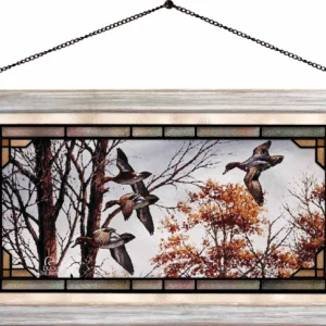 Misty Morning Green-Winged Teal Stained Glass Art - Official Ducks Unlimited Collection