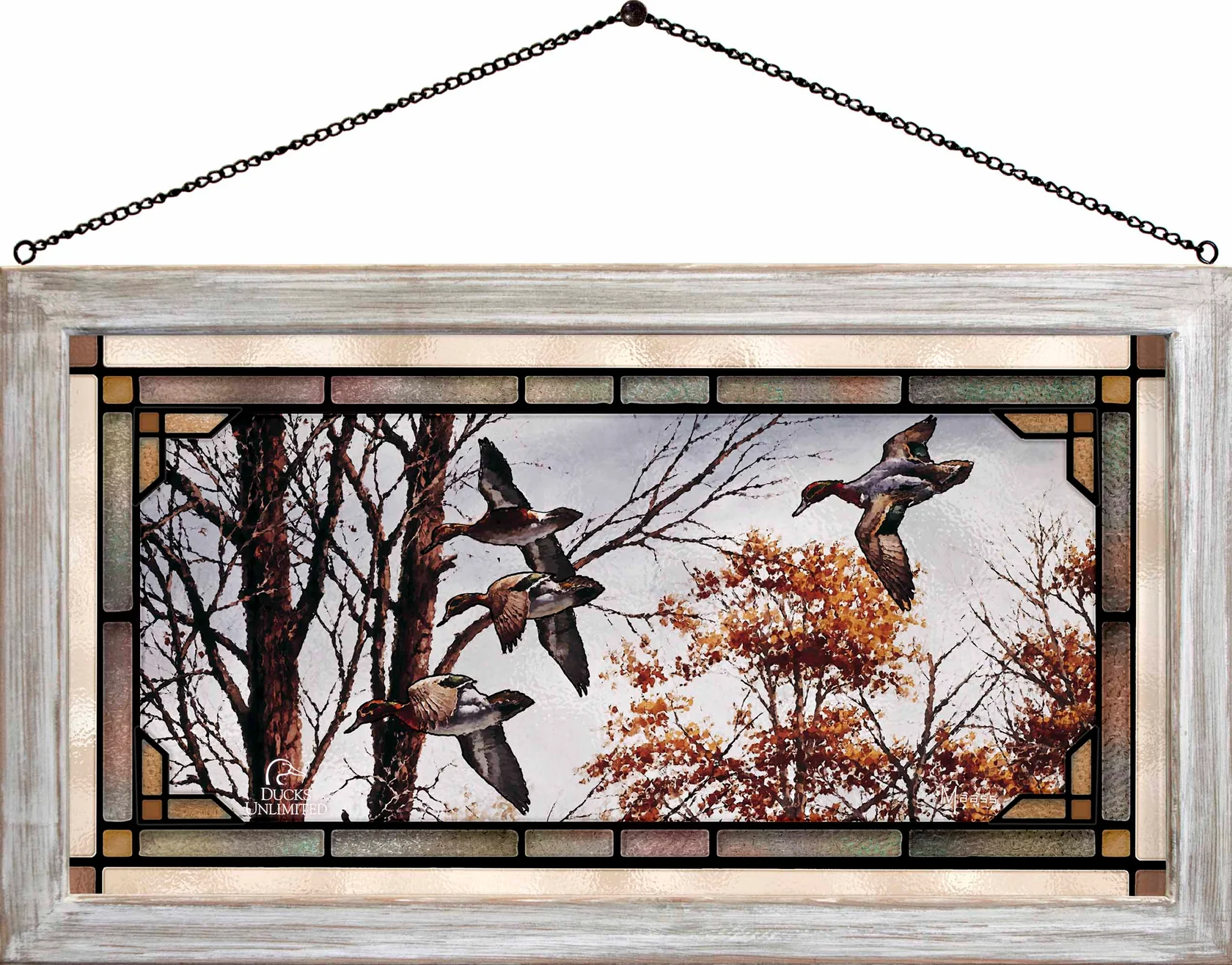 Misty Morning Green-Winged Teal Stained Glass Art - Official Ducks Unlimited Collection