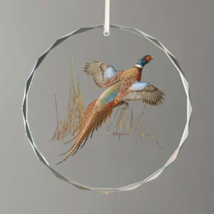 Misty Morning Revisited - Pheasants - 3" Round Glass Ornament