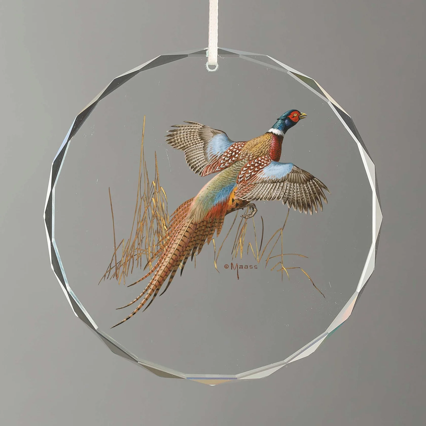 Misty Morning Revisited - Pheasants - 3" Round Glass Ornament