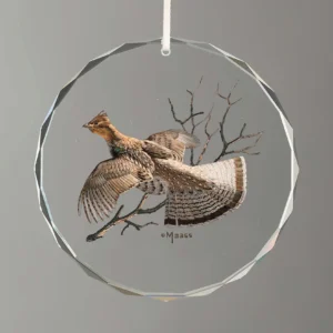 Misty Morning Revisited - Ruffed Grouse - 3" Round Glass Ornament
