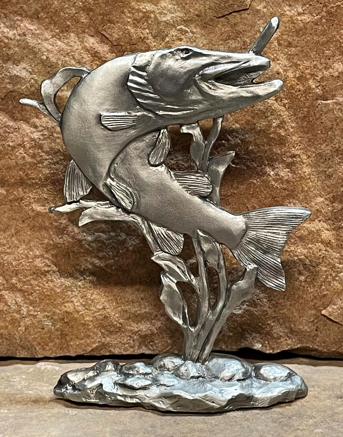 Musky Fish Pewter Figurine III by Andy Schumann
