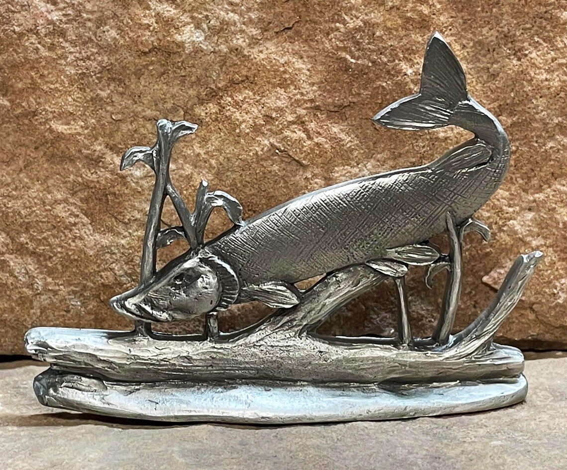Musky Fish Pewter Figurine II by Andy Schumann