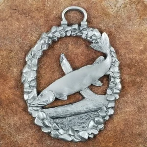 Musky Fish Pewter Ornament by Andy Schumann