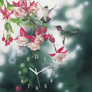 Nature's Ballet Dancers - Hummingbirds - 18" x 13" Wrapped Canvas Clock