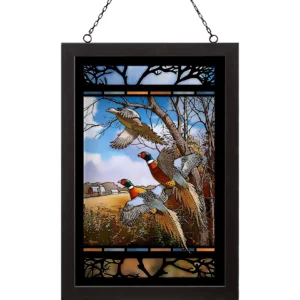 October Memories - Pheasants - 14" x 20" Stained Glass Art