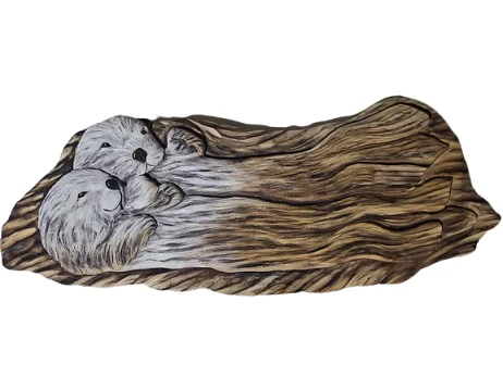 Otters Intarsia Wood Wall Art - 24" x 18"