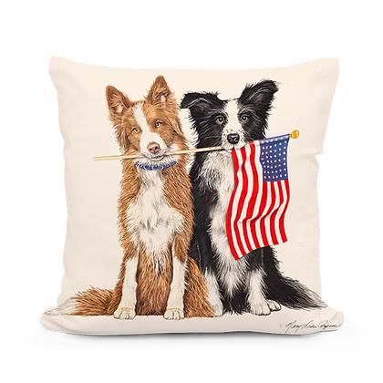 Patriotic Collies Pillow