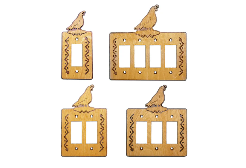 Quail Wood & Metal Rocker Switch Plate Cover I - Golden Sienna Finish