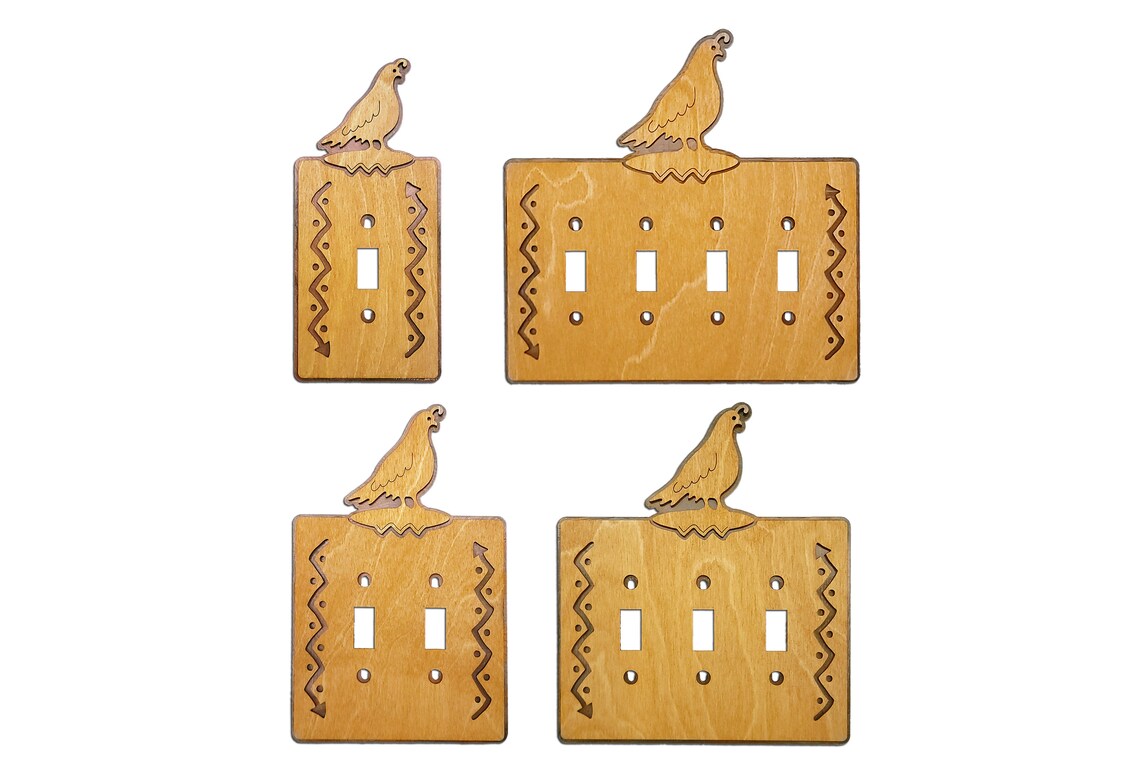Quail Wood & Metal Rocker Switch Plate Cover II – Golden Sienna Finish