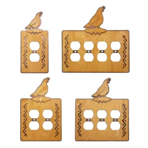 Quail Wood & Metal Rocker Switch Plate Cover III - Golden Sienna Finish