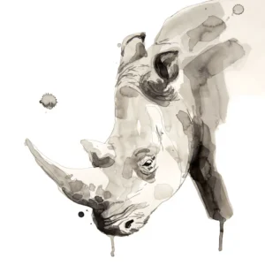 Rhino - Unstretched Canvas