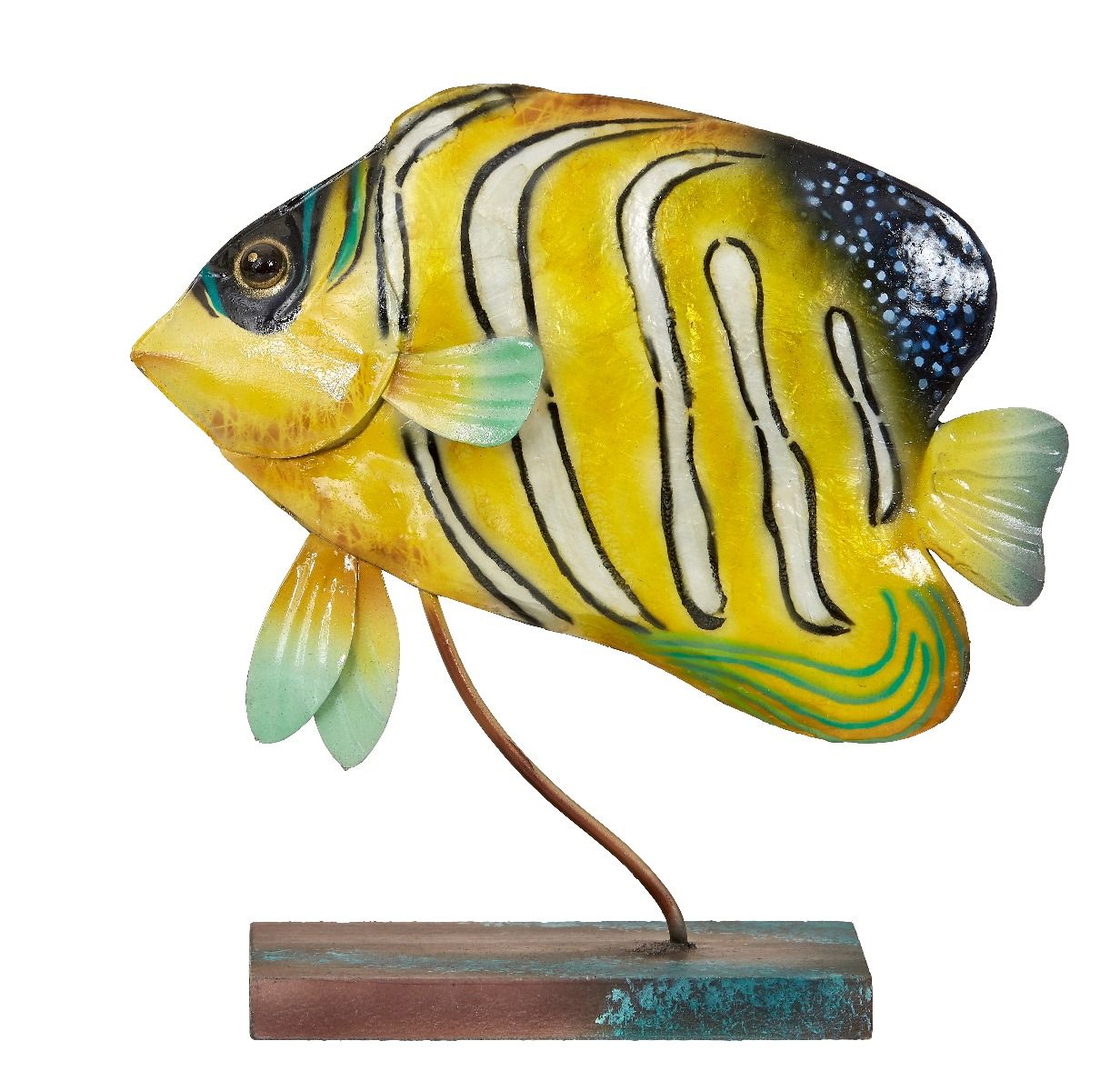 Royal Angelfish on Stand - Metal and Capiz Art