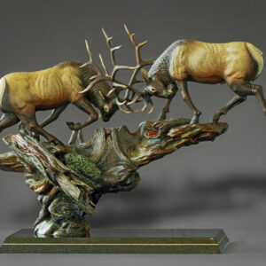 Royal Conflict - Bull Elk - Bronze Sculpture by Barry Stein Sculptures