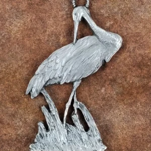 Sandhill Crane Pewter Ornament by Andy Schumann