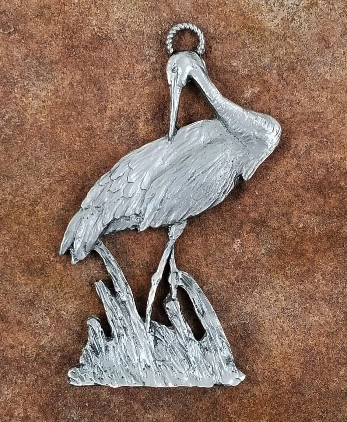 Sandhill Crane Pewter Ornament by Andy Schumann